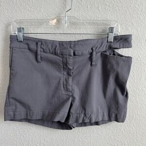 Mango MNG Side Cut Out Shorts Women's L Gray Mid Rise Stretch Casual